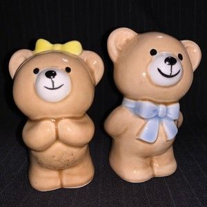 Vintage Bears Anthropomorphic Salt and Pepper Shakers Boy/Girl